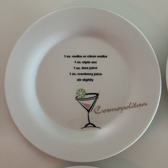 Vintage Libbey Cocktail Recipe Plates Set of 4 – Cosmopolitan, Margarita, etc - Picture 2 of 6